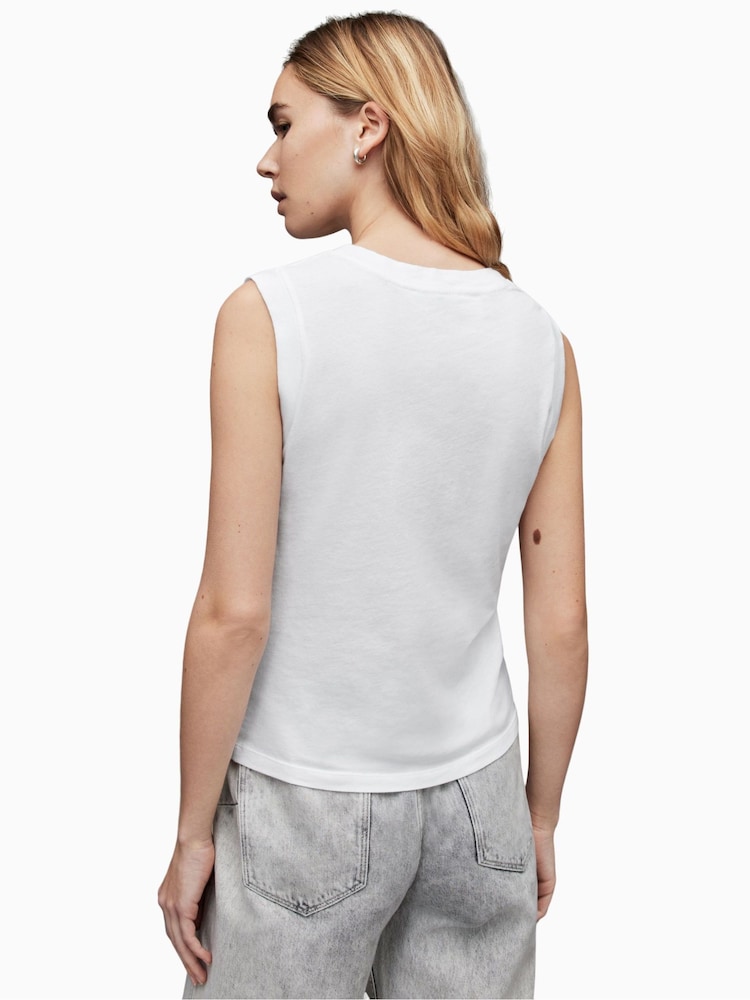 أبيض - بلوفر بدون أكمام تصميم Imogen من القطن 100% من AllSaints - صورة 1 من 6 أبيض - بلوفر بدون أكمام تصميم Imogen من القطن 100% من AllSaints - صورة 1 من 6