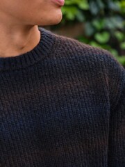 Brown/Navy Relaxed Ombre Crew Neck Jumper - Image 4 of 8