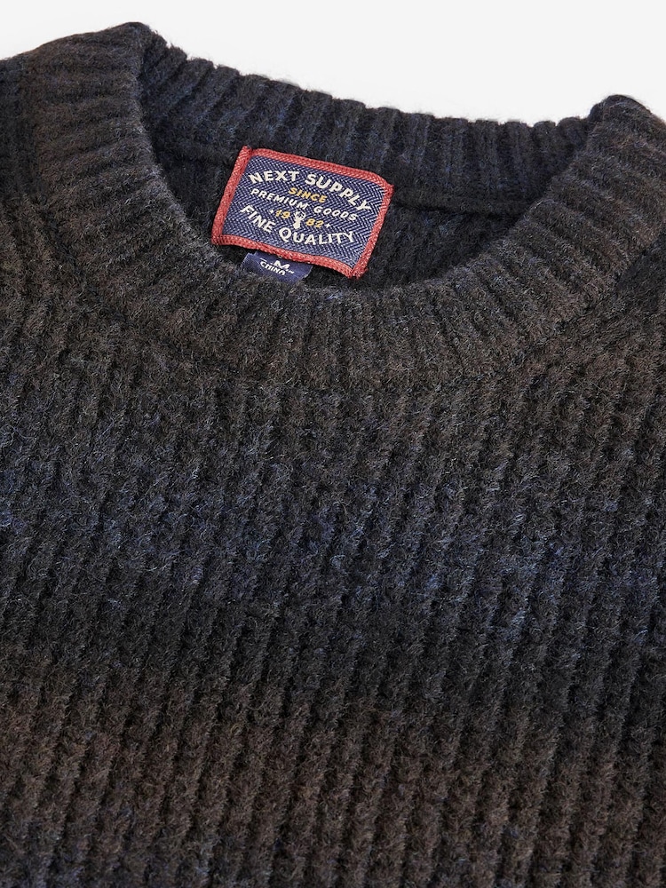 Brown/Navy Relaxed Ombre Crew Neck Jumper - Image 8 of 8
