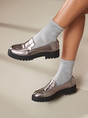 Pewter Metallic Forever Comfort® Chunky Loafers - Image 3 of 9