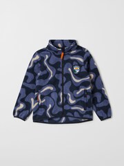 Polarn O. Pyret Blue Map Print Fleece Jacket - Image 2 of 5
