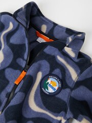 Polarn O. Pyret Blue Map Print Fleece Jacket - Image 4 of 5