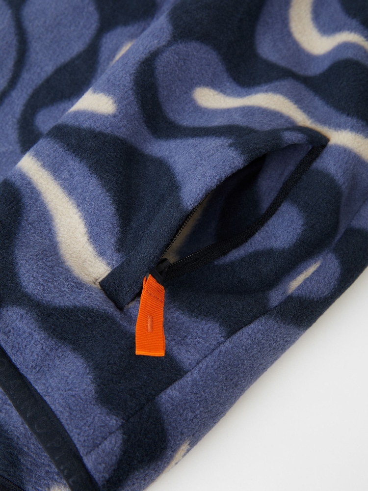 Polarn O. Pyret Blue Map Print Fleece Jacket - Image 5 of 5
