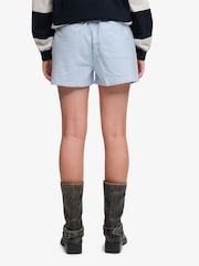 SUPERDRY Blue Cotton Elastic Check Shorts - Image 3 of 7