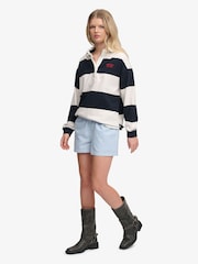 SUPERDRY Blue Cotton Elastic Check Shorts - Image 4 of 7