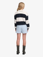SUPERDRY Blue Cotton Elastic Check Shorts - Image 5 of 7
