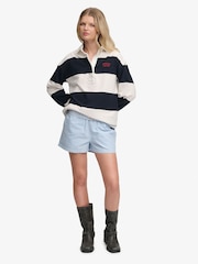 SUPERDRY Blue Cotton Elastic Check Shorts - Image 6 of 7