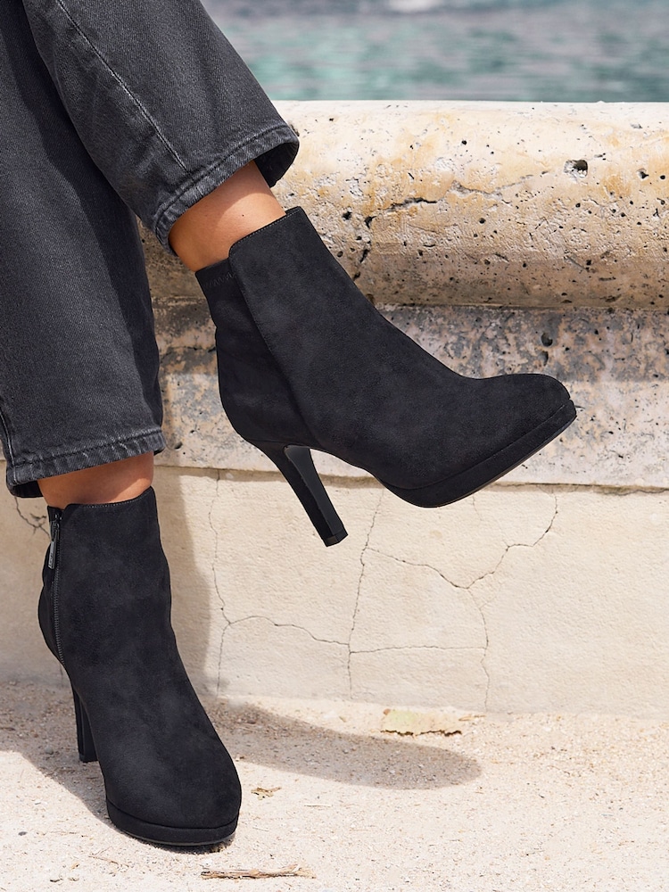 Linzi Black Prospect Platform Stiletto Heel Ankle Boots - Image 1 of 5 Linzi Black Prospect Platform Stiletto Heel Ankle Boots - Image 1 of 5