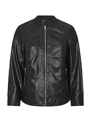 Yours Curve Black Biker Faux Leather Jacket - Image 6 of 6