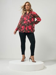 Yours Curve Pink London Jacquard Floral Shirt - Image 2 of 6