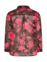 Yours Curve Pink London Jacquard Floral Shirt - Image 6 of 6