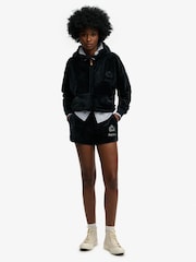 SUPERDRY Black Country Club Velour Shorts - Image 4 of 8