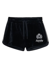SUPERDRY Black Country Club Velour Shorts - Image 7 of 8