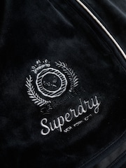 SUPERDRY Black Country Club Velour Shorts - Image 8 of 8