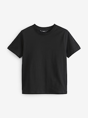 Schwarz - Kurzärmeliges T-Shirt mit Rundhalsausschnitt aus 100 % Baumwolle - Bild 4 von 5