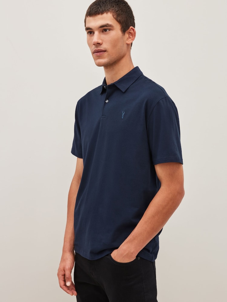 Navy/Teal Blue/Pink Regular Fit Short Sleeve Jersey Polo Shirts 3 Pack - Image 6 of 12