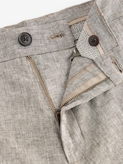 Brown Linen Cotton Chino Shorts with Belt Included - Image 7 of 10