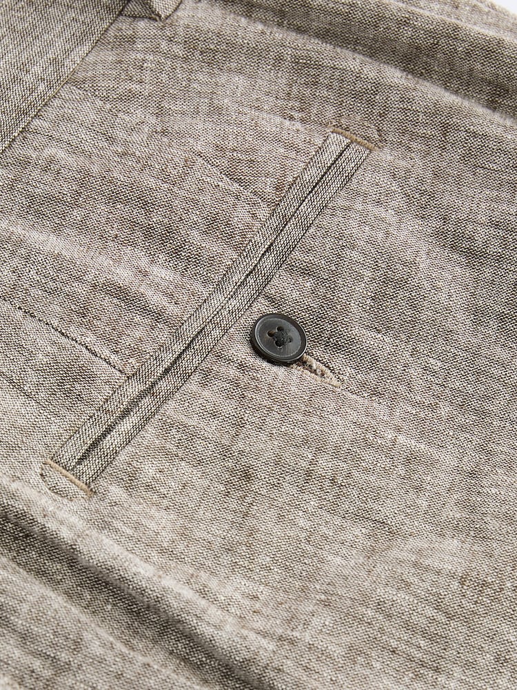 Brown Linen Cotton Chino Shorts with Belt Included - Image 8 of 10