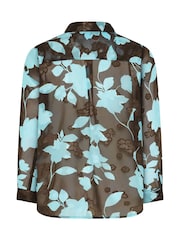 Yours Curve Blue London Jacquard Floral Shirt - Image 6 of 6