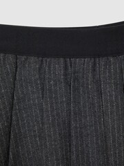 Reiss Dark Grey Marcie Wool Blend Striped Pleated Skirt - Image 6 of 6
