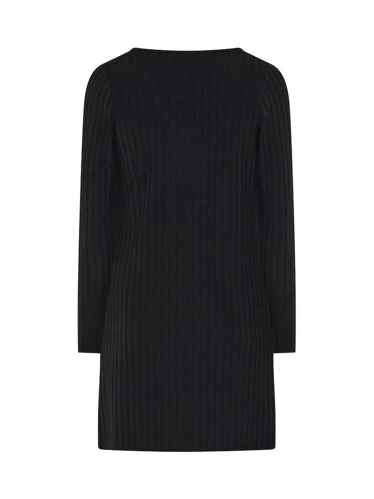Yours Curve Black Plunge Ribbed Long Sleeve Tunic Top - Image 6 of 6 Yours Curve Black Plunge Ribbed Long Sleeve Tunic Top - Image 6 of 6