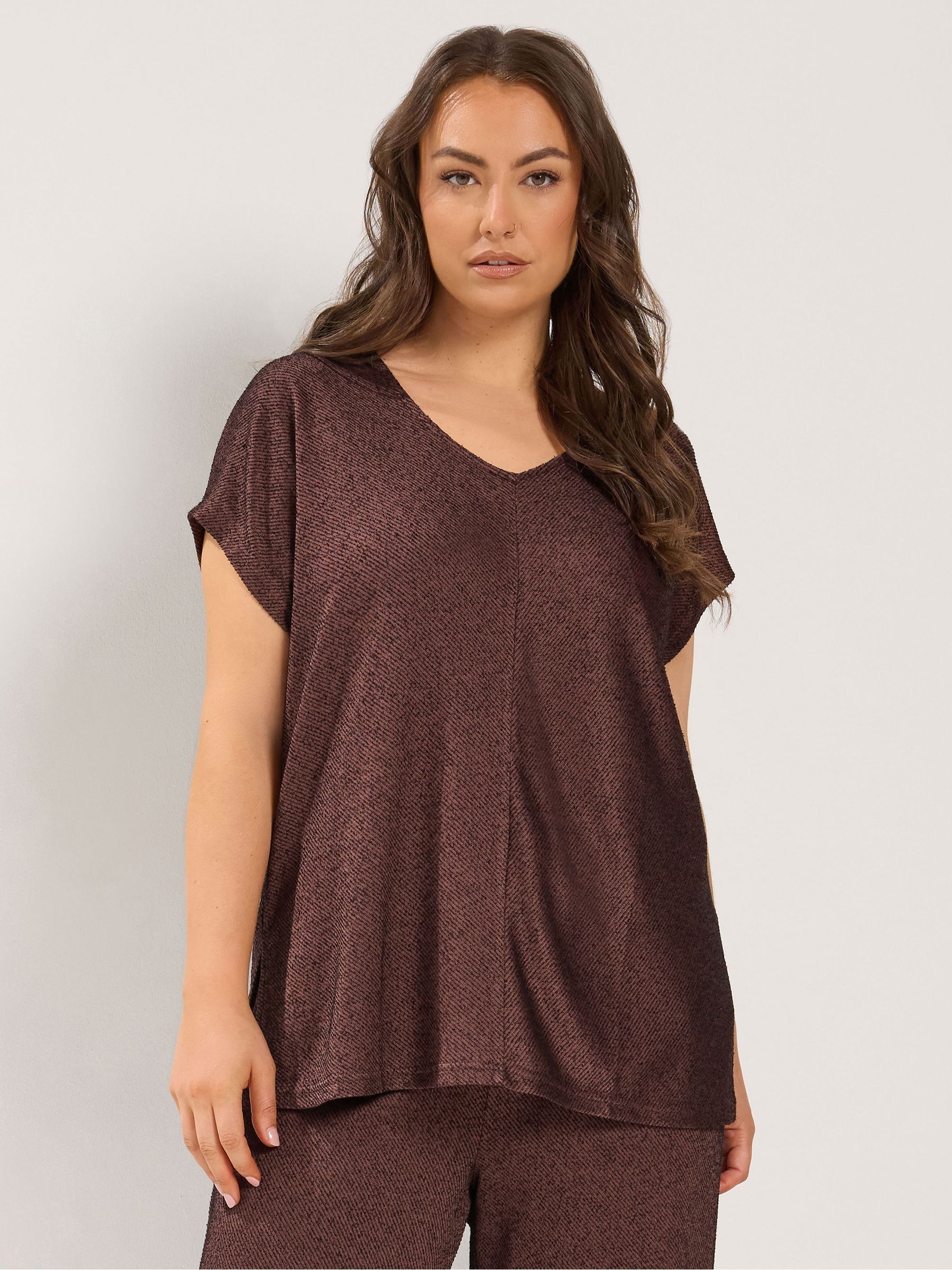Yours Women's Chocolate V-Neck Top In | Size: 34/36 - Image 5