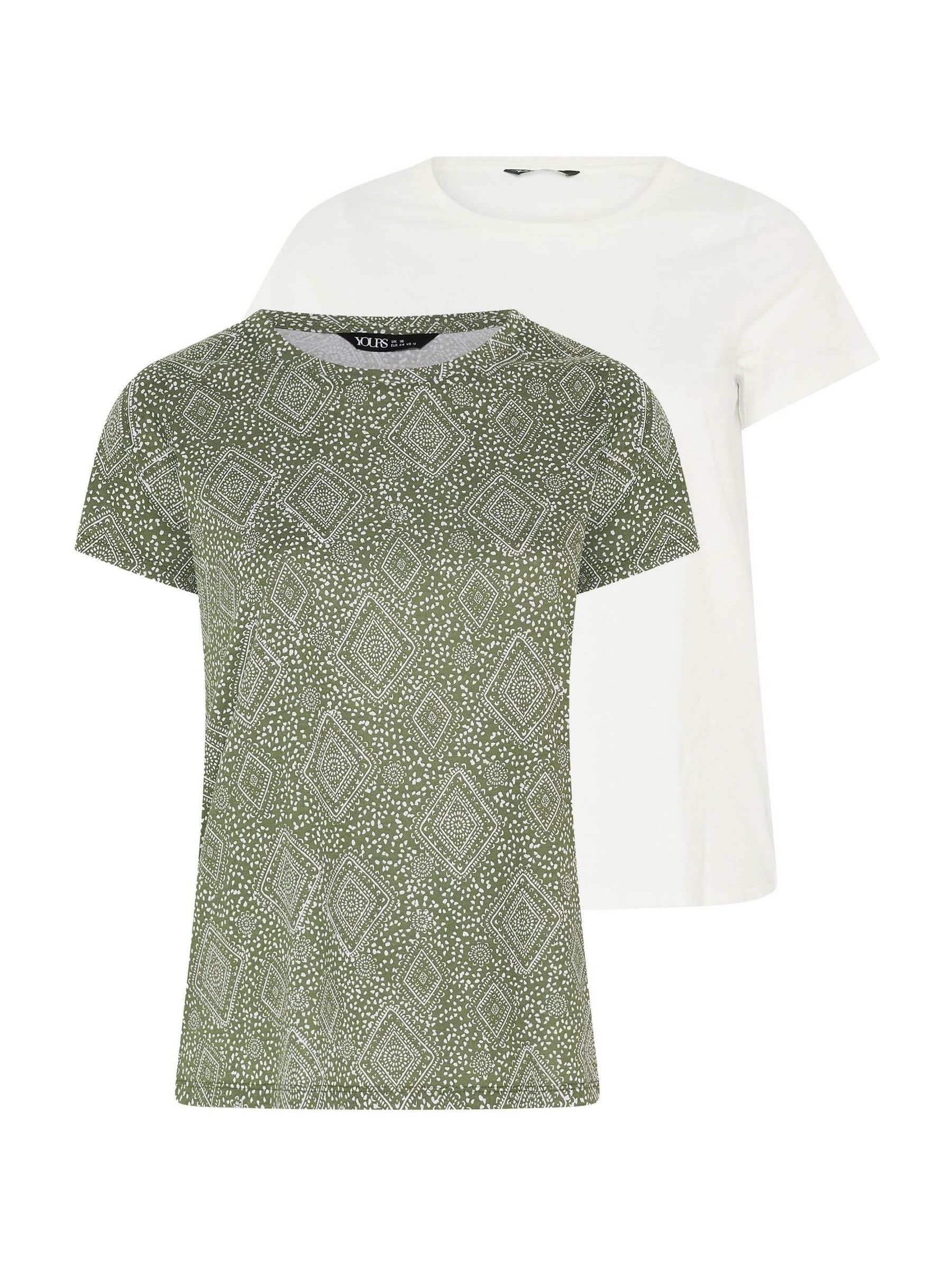 Yours Women's White 2 Pack Curve Tile T-Shirts In | : 30/32 - Image 1