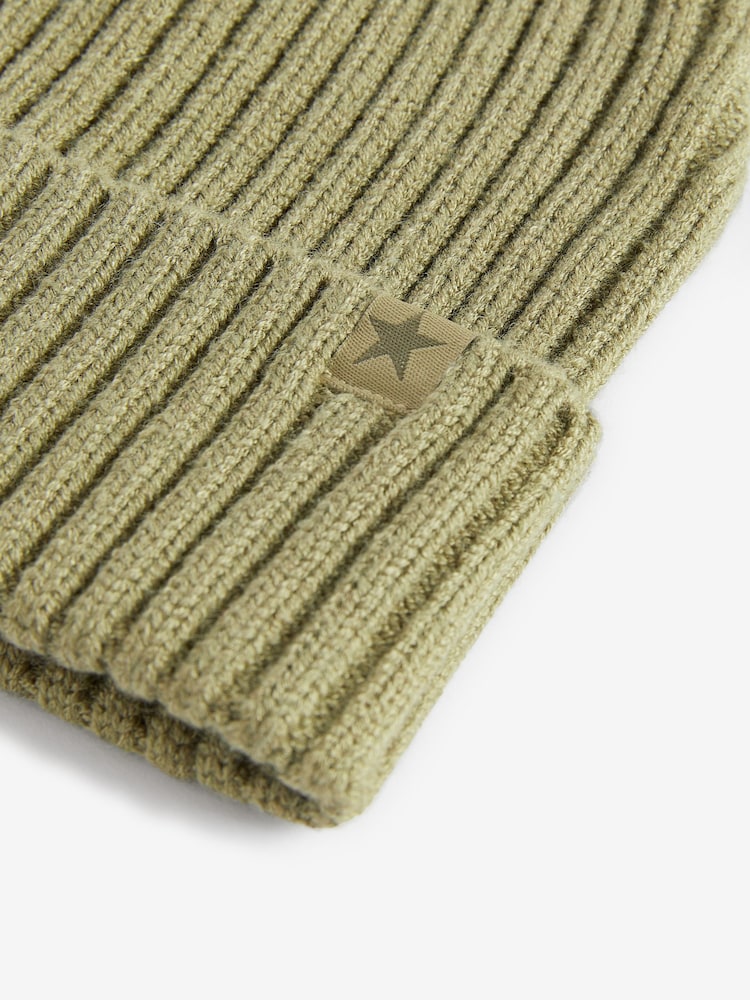 Kaki zelena - Rebrasta beanie kapa (1-16 let) - Slika 2 iz 2