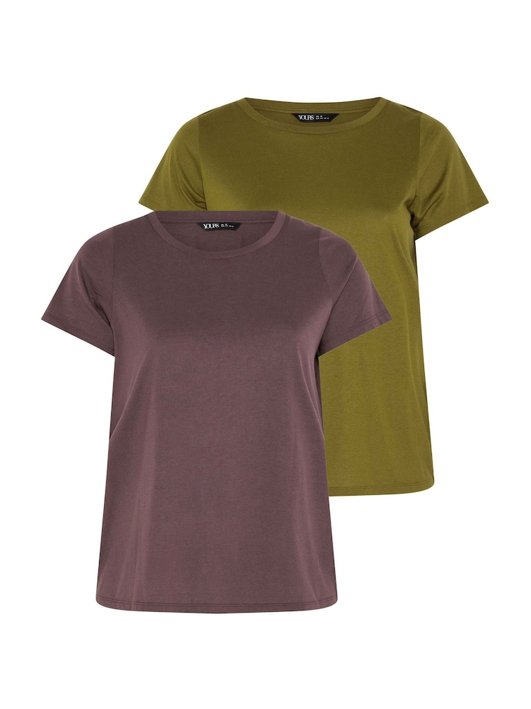 Violet/vert - Yours Curve Pack de t-shirts de base 2 - Image 1 sur 7