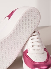 White/Pink Signature Leather Retro Chunky Wedge Platform Trainers - Image 5 of 6