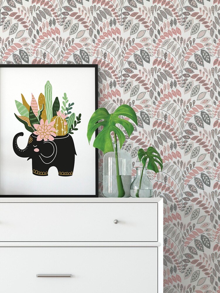 A Street Grey/Pink Floral Wallpaper - Image 1 of 1 A Street Grey/Pink Floral Wallpaper - Image 1 of 1