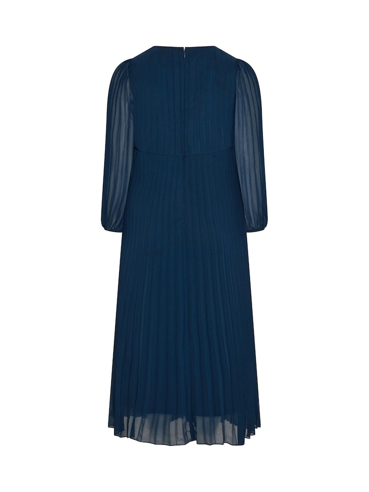 Yours Curve Blue London Pleated Long Sleeve Dress - Image 6 of 6 Yours Curve Blue London Pleated Long Sleeve Dress - Image 6 of 6