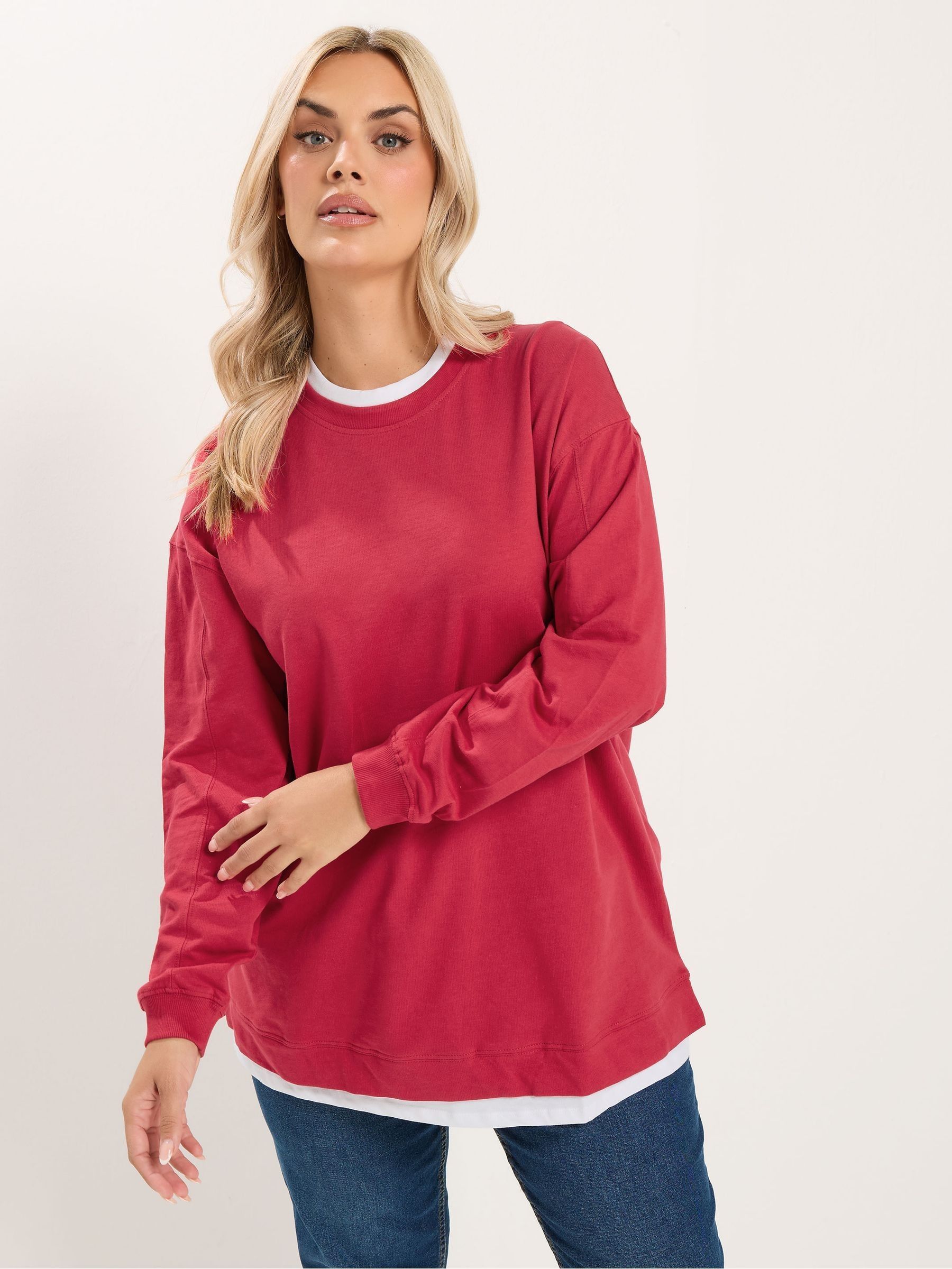 Yours Women's Red 2-In-1 Sweatshirt In | : 30/32 - Image 1