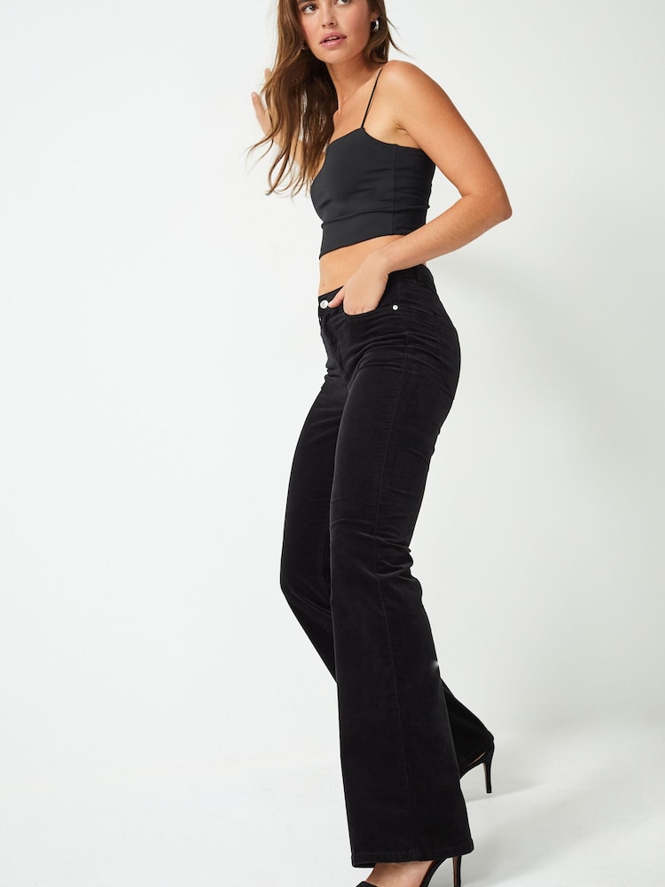 Black Velvet Flared Jeans - Image 2 of 7