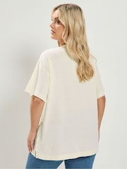 Yours Curve White V-Neckline Longline T-Shirt - Image 3 of 6