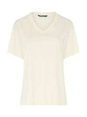 Yours Curve White V-Neckline Longline T-Shirt - Image 5 of 6
