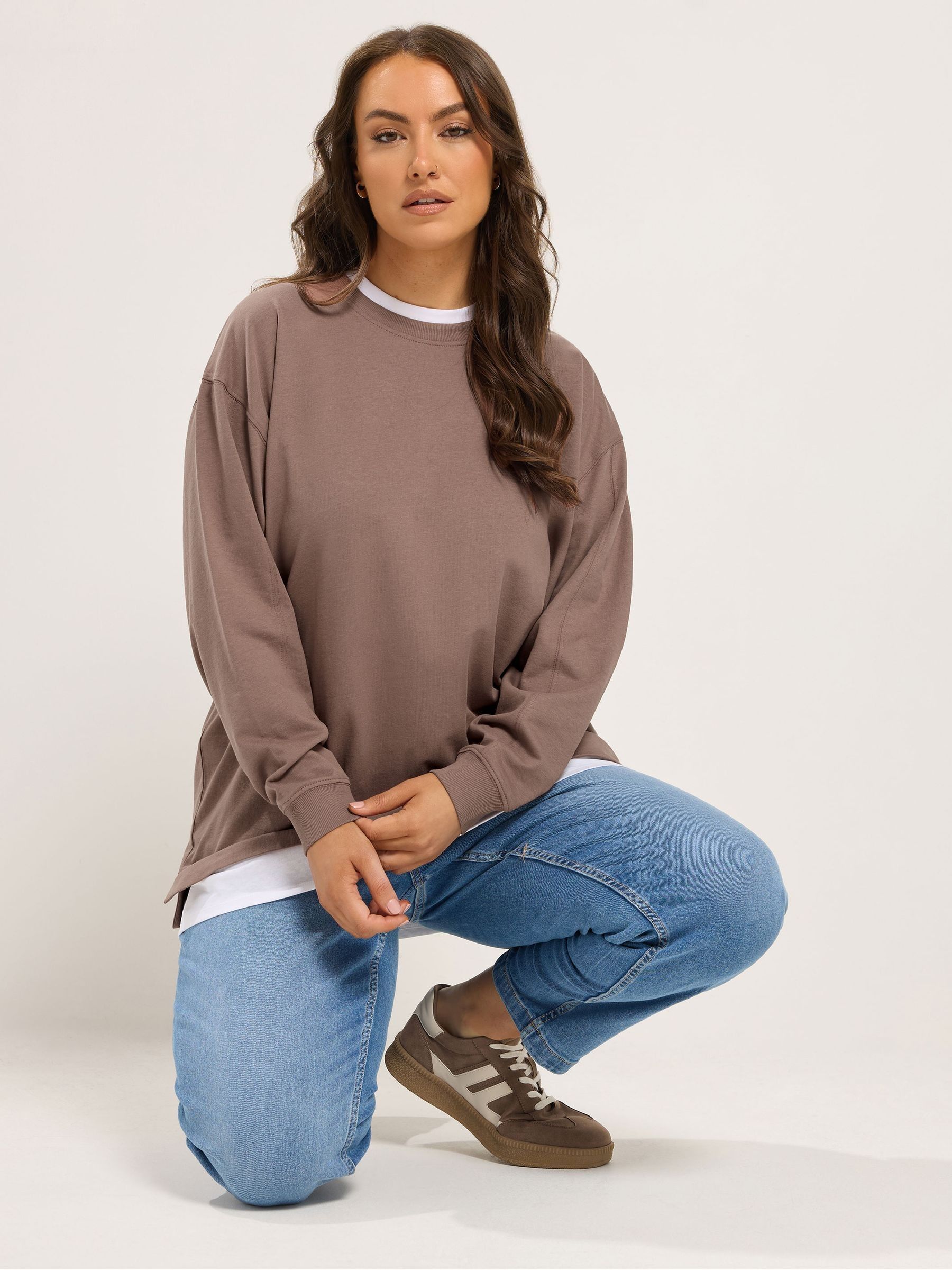 Yours Women's Brown 2-In-1 Sweatshirt In Size 30-32 - Image 1