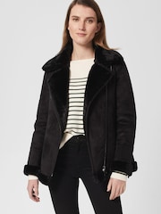 Hobbs Black Faux Fur Alana Jacket - Image 1 of 4