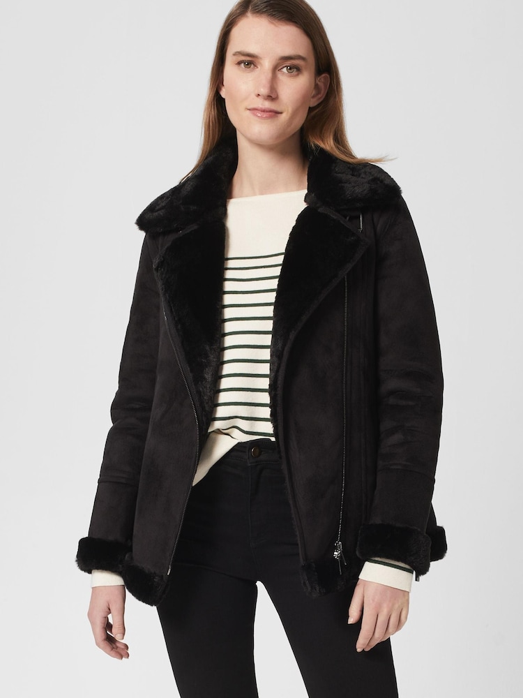 Hobbs Black Faux Fur Alana Jacket - Image 1 of 4