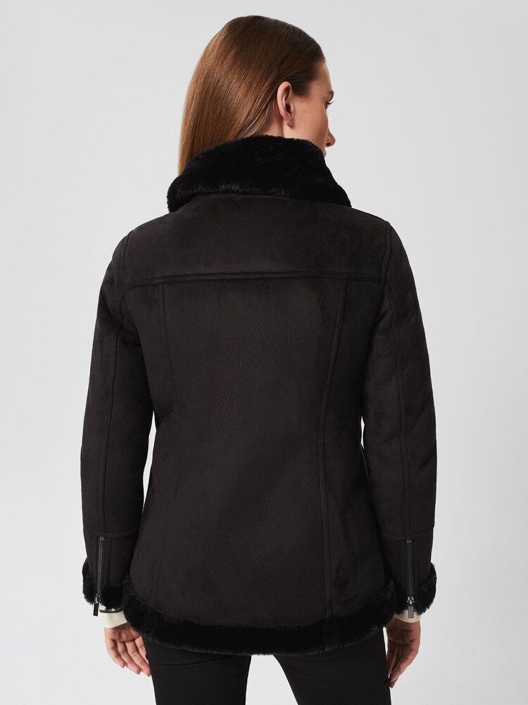 Hobbs Black Faux Fur Alana Jacket - Image 2 of 4