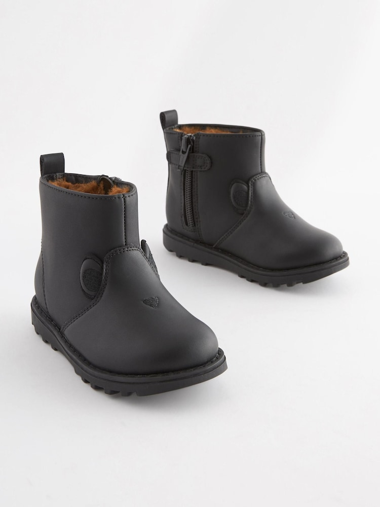 Black Warm Lined Character Boots With Zip Fastening - Image 2 of 6