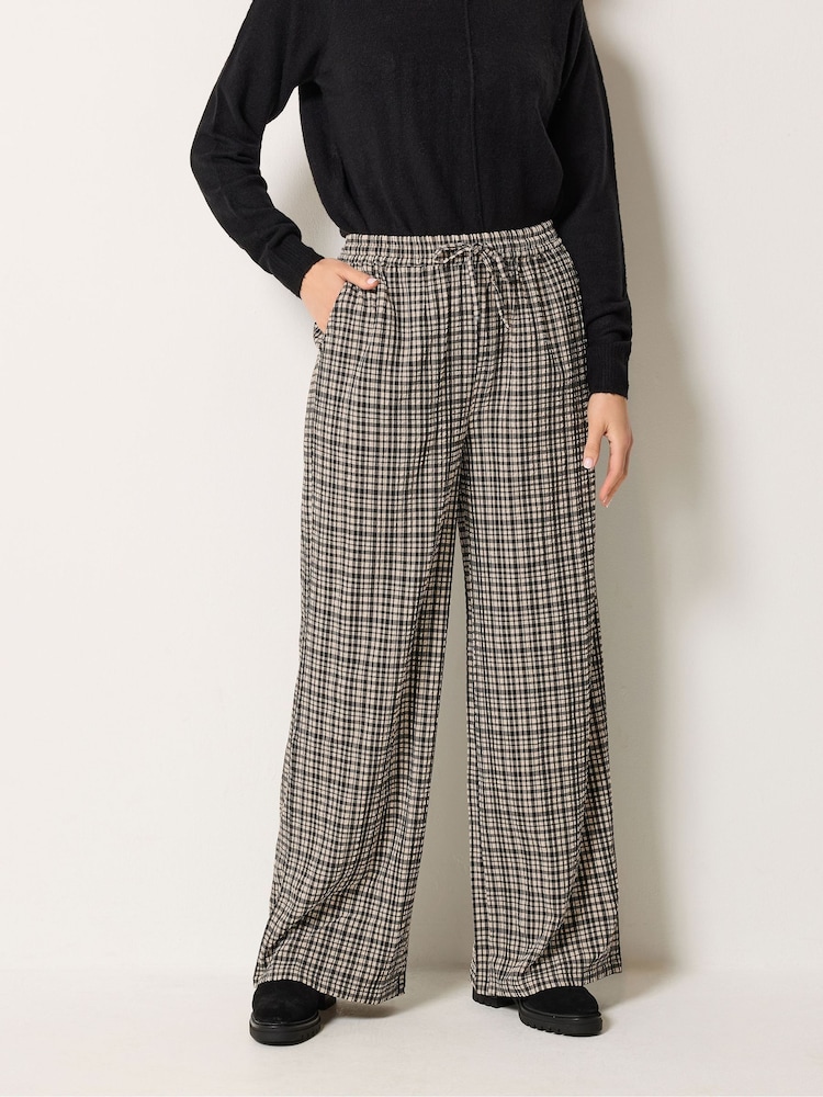 Long Tall Sally Grey Check Print Wide Leg Trousers - Image 2 of 6