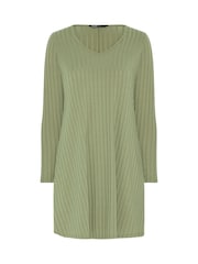 Yours Curve Green Plunge Ribbed Long Sleeve Tunic Top - Image 5 of 6