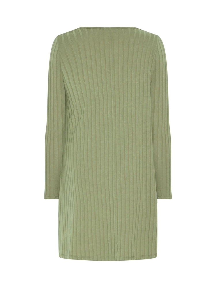 Yours Curve Green Plunge Ribbed Long Sleeve Tunic Top - Image 6 of 6 Yours Curve Green Plunge Ribbed Long Sleeve Tunic Top - Image 6 of 6