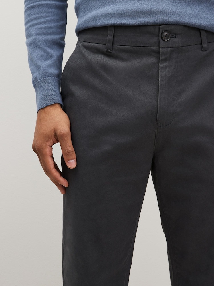 Grey Straight Fit 100% Cotton Chino Trousers - Image 5 of 8