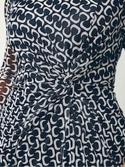 Yours Curve Black London Geometric Mesh Side Twist Dress - Image 4 of 6