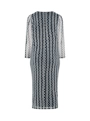 Yours Curve Black London Geometric Mesh Side Twist Dress - Image 6 of 6