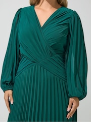Yours Curve Green London Pleated Long Sleeve Dress - Image 4 of 6