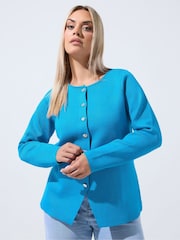 Yours Curve Blue Limited Compacted Knitted Cardigan - Image 1 of 7