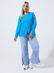 Yours Curve Blue Limited Compacted Knitted Cardigan - Image 2 of 7